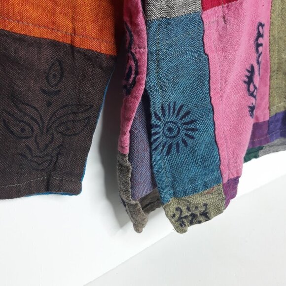 Everest Handicrafts Made in Nepal Patchwork Shirt L Ethnic Hippie Boho Festival - Picture 3 of 8